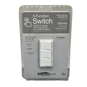 Unbranded Function On/Off Rocker Switch, FSR 600 W7, White, 15 Amp, {7}.